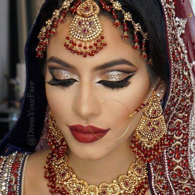 Индийский макияж: фото, вариант для свадьбы, пошаговый алгоритм | krasota.ru