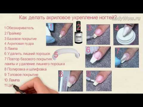 Наращивание ногтей акрилом – наращивание на типсах, верхних и нижних формах (пошаговая видео инструкция)