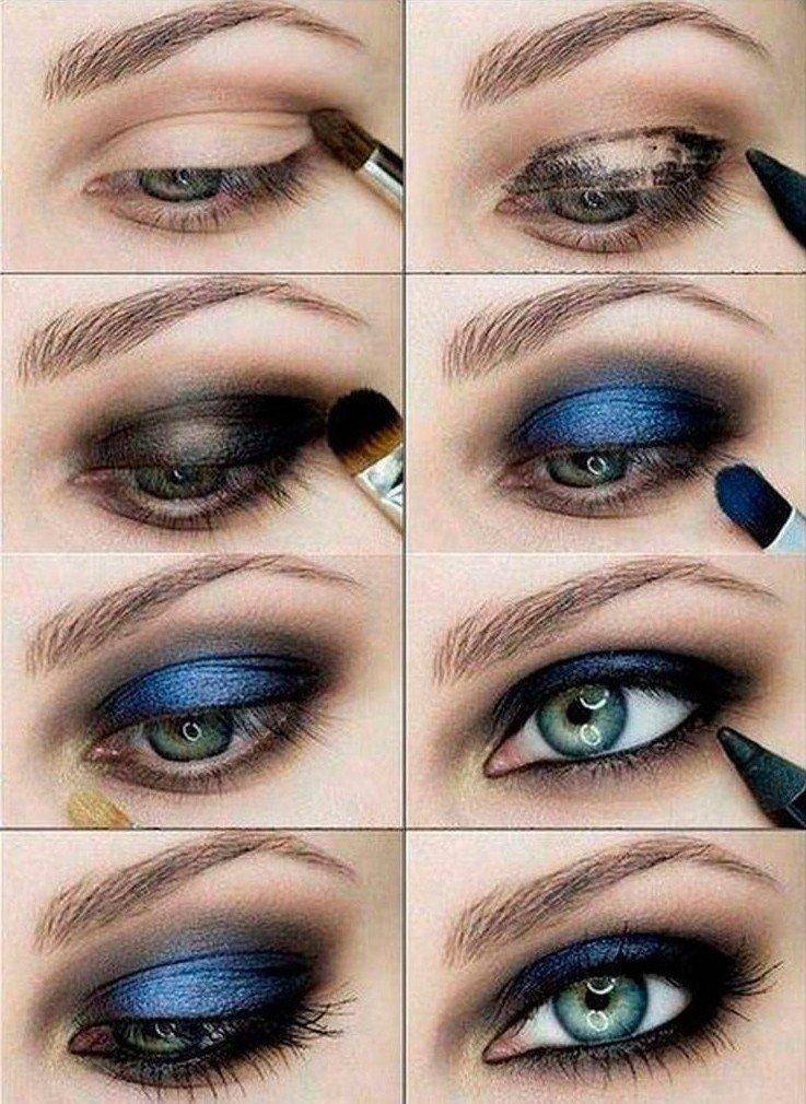 Вечерний макияж для голубых глаз: пошагово