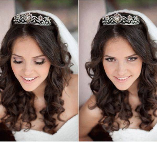 Свадебные прически с диадемой: на длинные и средние волосы