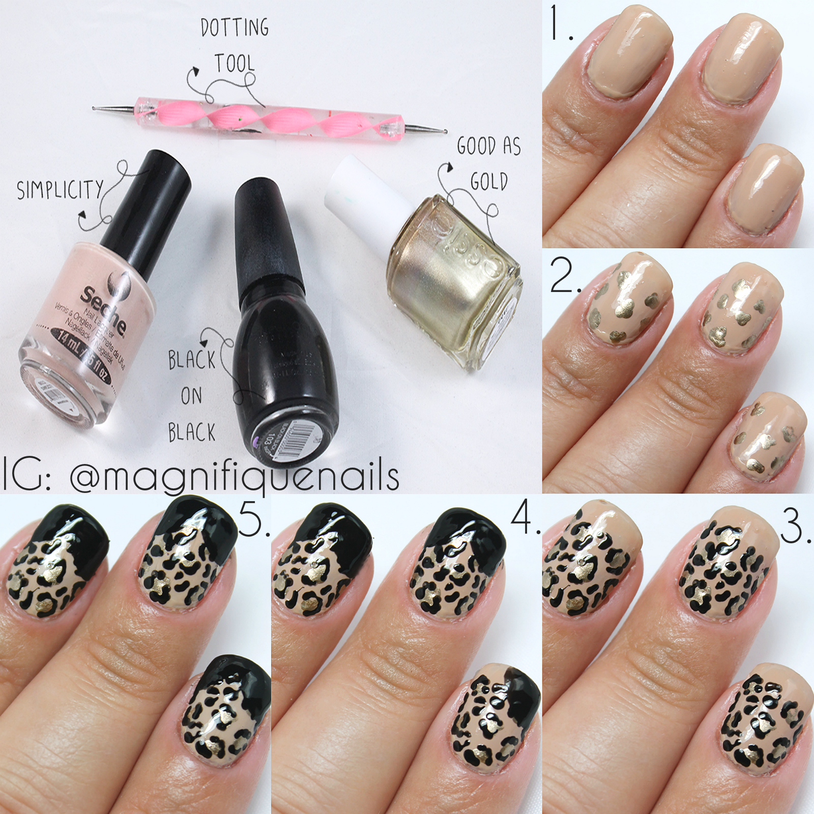 Как сделать рисунок «леопард» на ногтях?