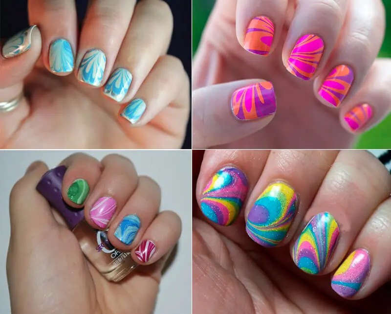 Водный маникюр (water marble manicure).
 как сделать красивый водный маникюр в домашних условиях?