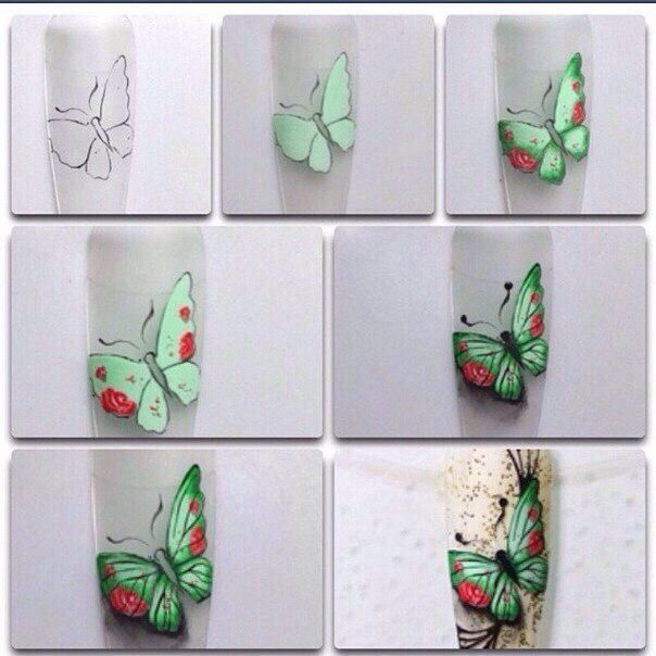 Бабочки на ногтях: пошаговая инструкция — профессионал по маникюру