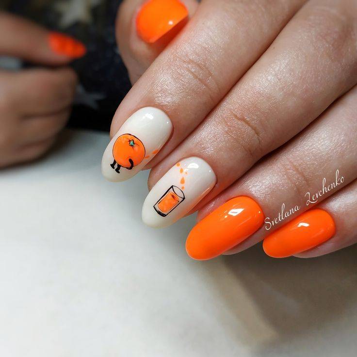 Оранжевый маникюр - 135 фото модных сочетаний и стильных комбинаций