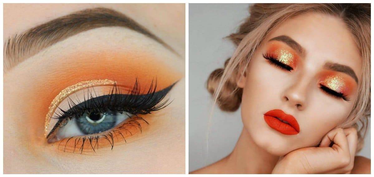 Оранжевый макияж: 32 фото мейкапа глаз + пошаговая инструкция
