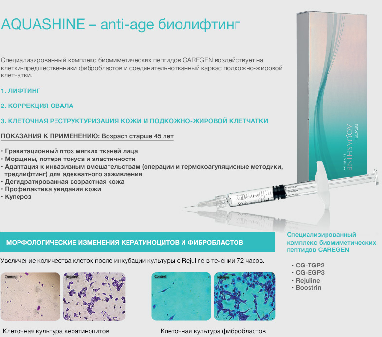 Биоревитализация aquashine, линейка препаратов