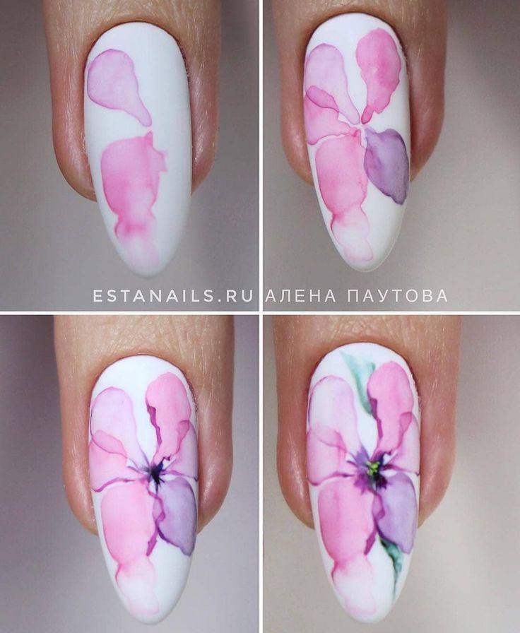 Дизайн ногтей рисунком орхидеи