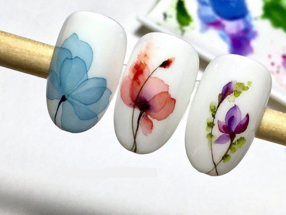 Акварельная роспись на ногтях фото дизайнов