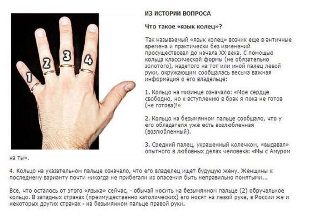 Кольцо на пальце что означает