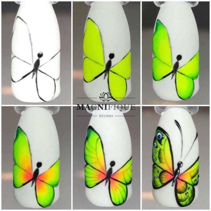Маникюр с бабочками: яркий, летний дизайн ногтей (89 фото)