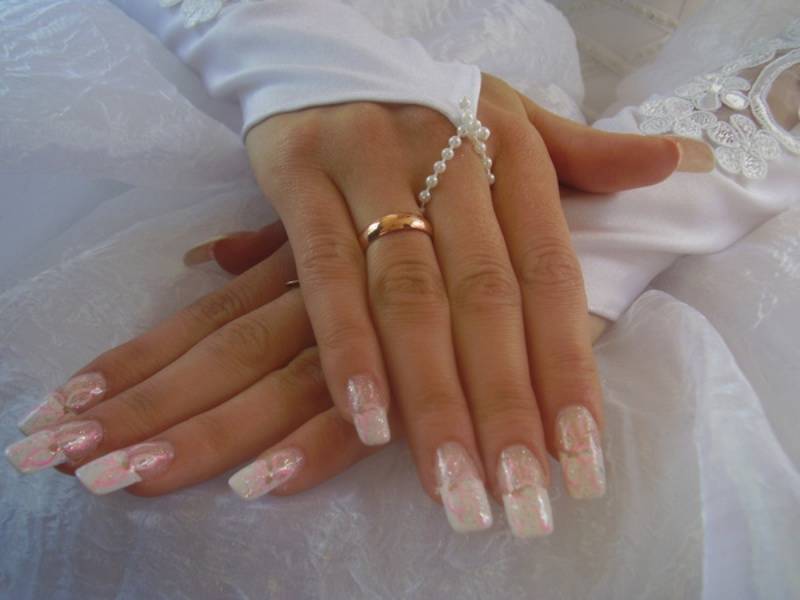 Свадебное наращивание ногтей: фото красивого дизайна на свадьбу