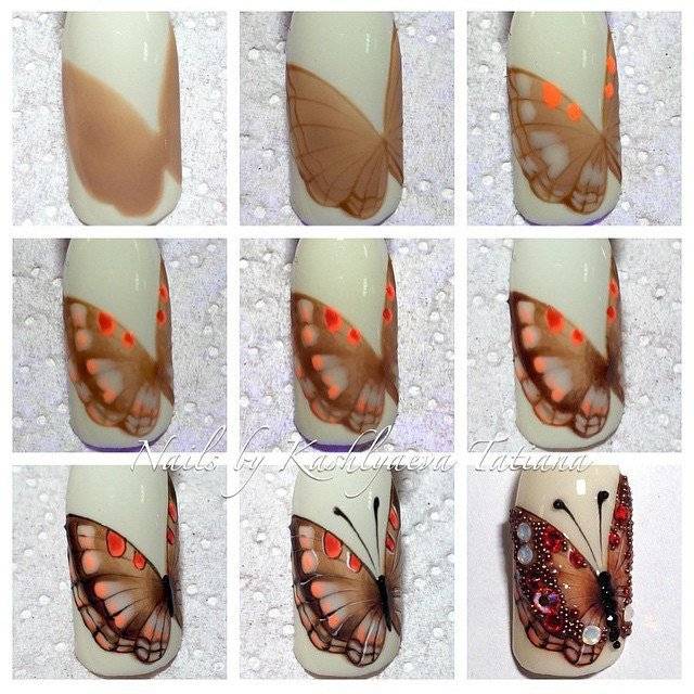 Маникюр с бабочками и стразами: фото, видео