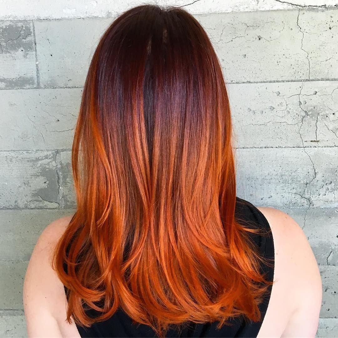 Рыжее омбре на волосы: темные, средние, короткие, светлые, длинные, русые. фото до и после, техника окрашивания