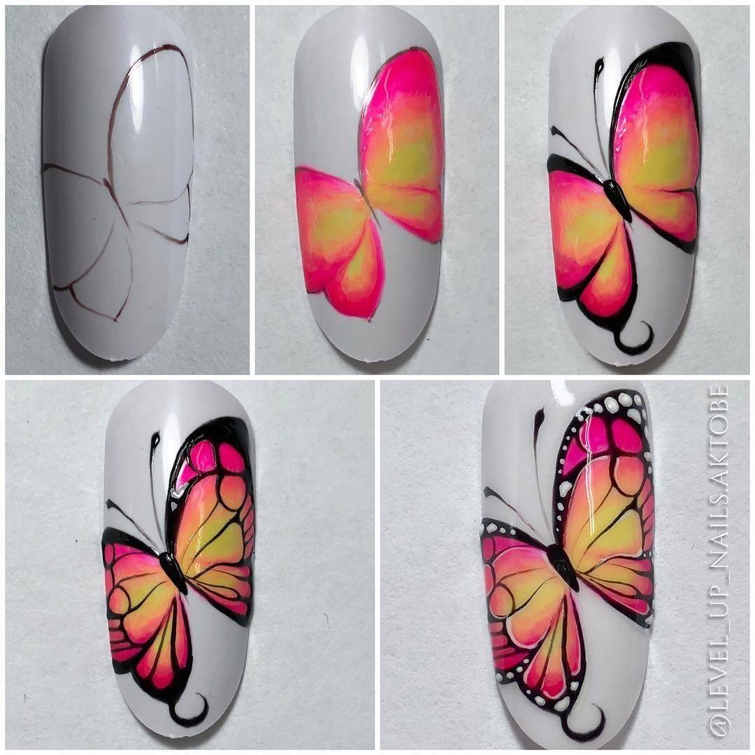 Маникюр с бабочками - 81 фото новинок дизайна ногтей