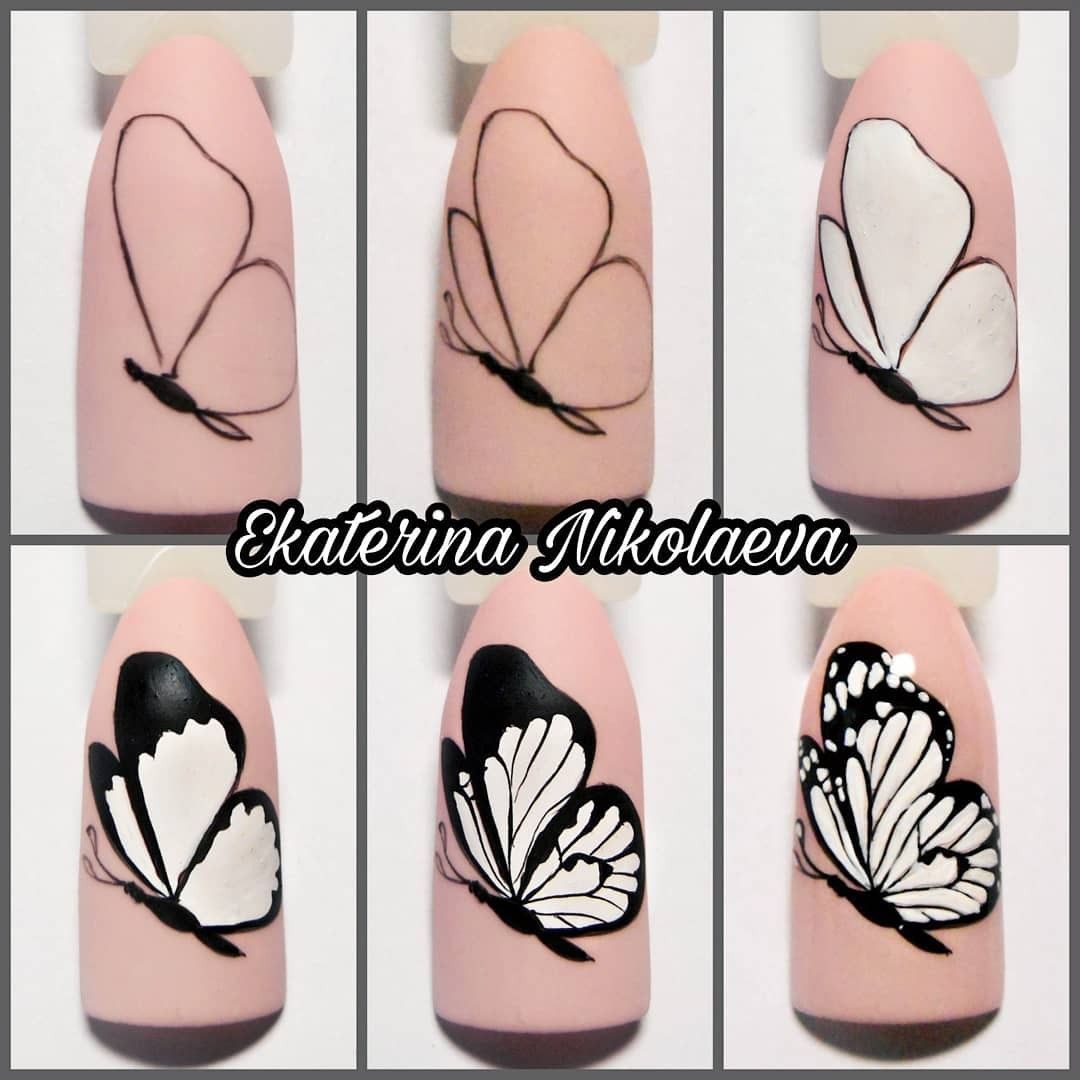 50 идей, как нарисовать бабочки на ногтях