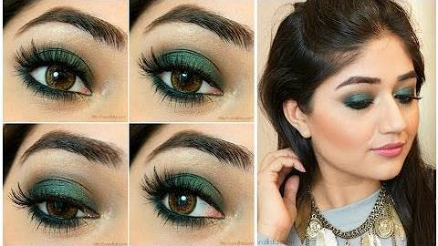 Яркий макияж под зелёное платье: урок с фото