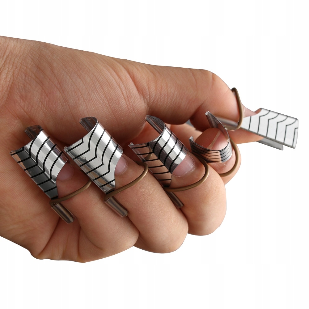 Шаблон для наращивания. TNL, формы многоразовые (серебро) 5 шт/уп. Формы для наращивания ногтей. Металлические формы для наращивания ногтей. Формы для наращивания ногтей многоразовые.