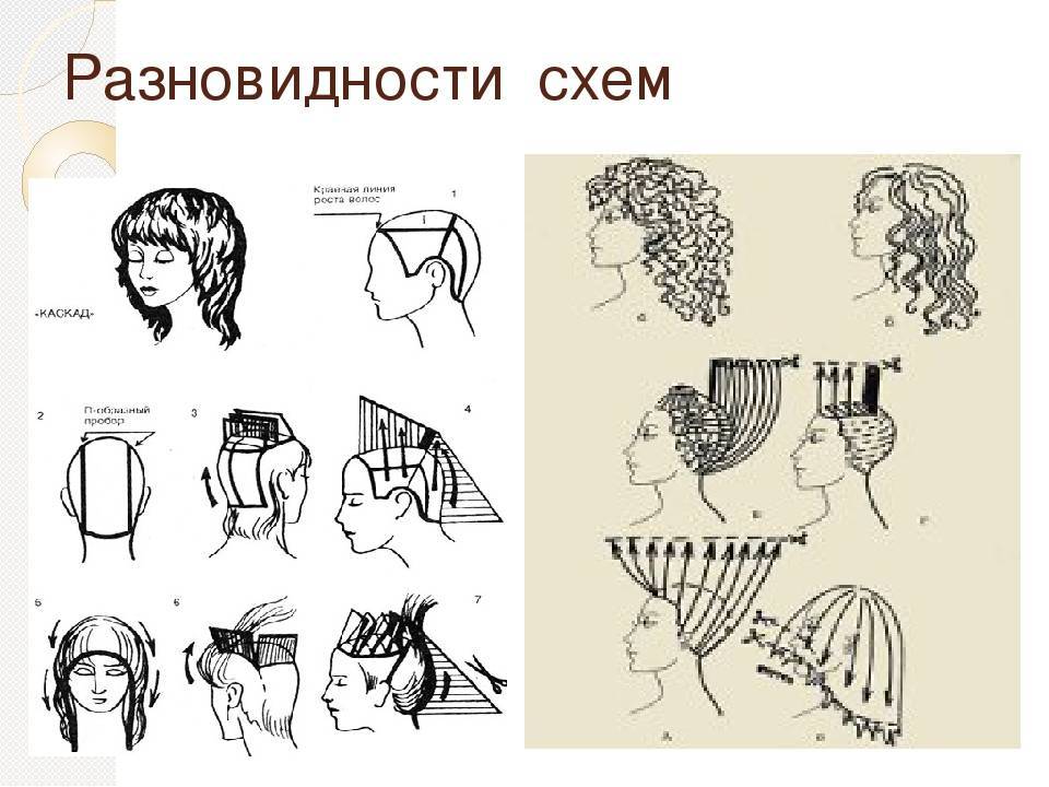 Схема стрижки каскад на средние волосы с челкой для начинающих