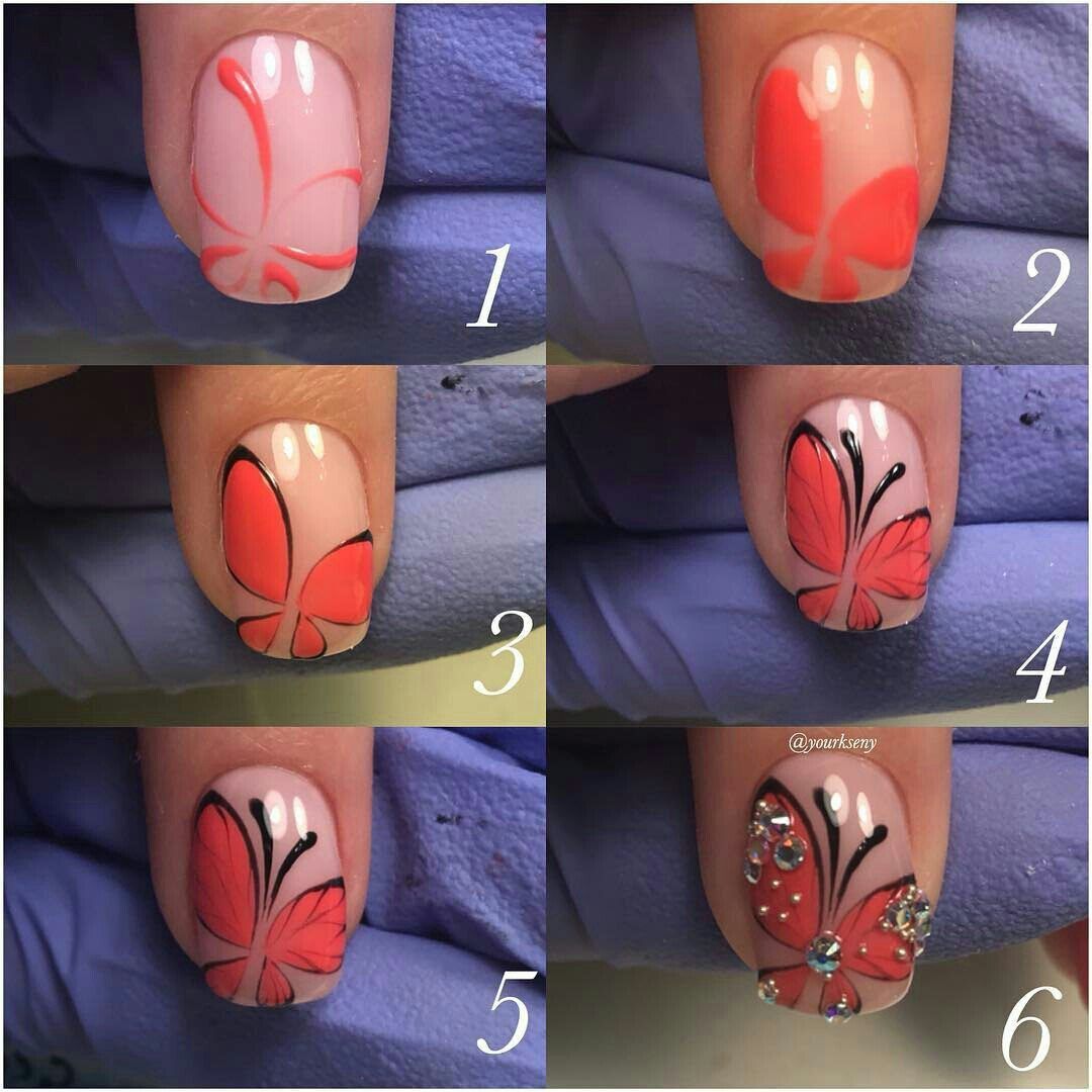 Рисунки бабочек на ногтях
