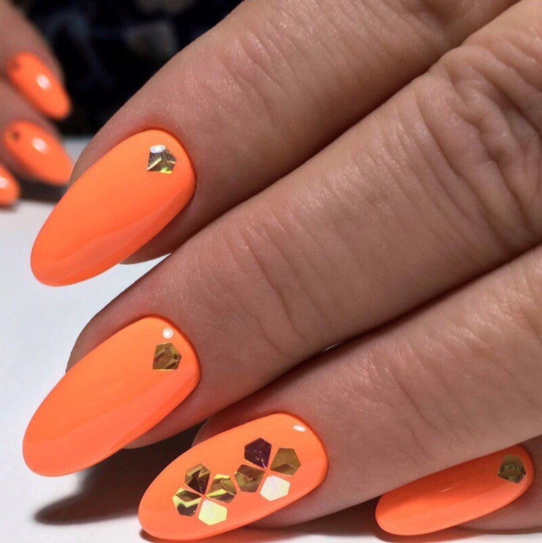 Оранжевый маникюр - 135 фото модных сочетаний и стильных комбинаций