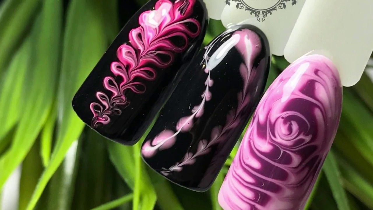 Дизайн ногтей по мокрому гель лаку, розы на мокром маникюре, схемы дизайна ногтей по мокрому лаку