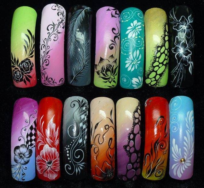 Рисунки на ногтях акриловыми красками: пошаговая техника рисования для начинающих
