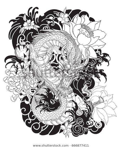Тату в японском стиле. эскизы для мужчин, девушек на руке рукав, ноге, спине: дракон, карп, тигр, змея, рыбы, самурай, цветы, лиса, маска, феникс. фото