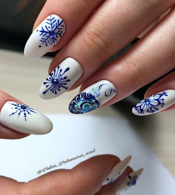 Дизайн ногтей 2019 - фото: новинки осень, миндалевидной формы