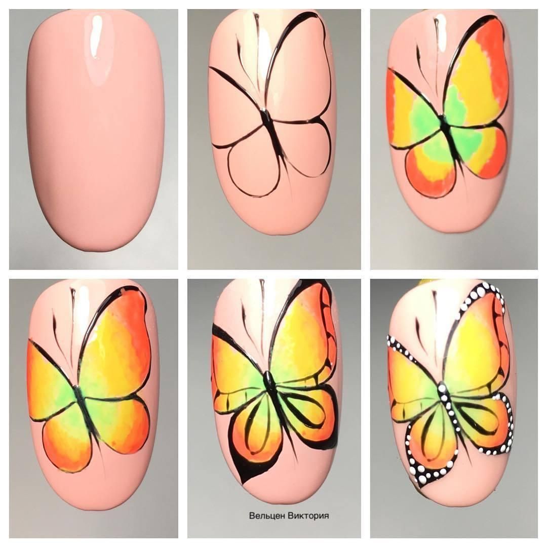 Маникюр с бабочками: 105 фото, лучший дизайн ногтей с бабочками