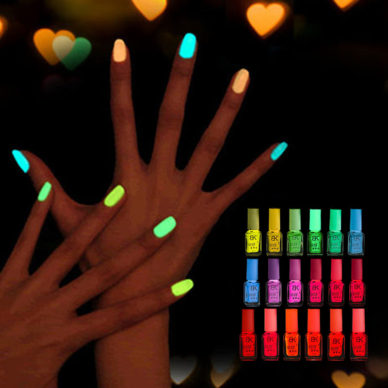 Светящийся лак для ногтей: неоновый, люминесцентный и фосфорный