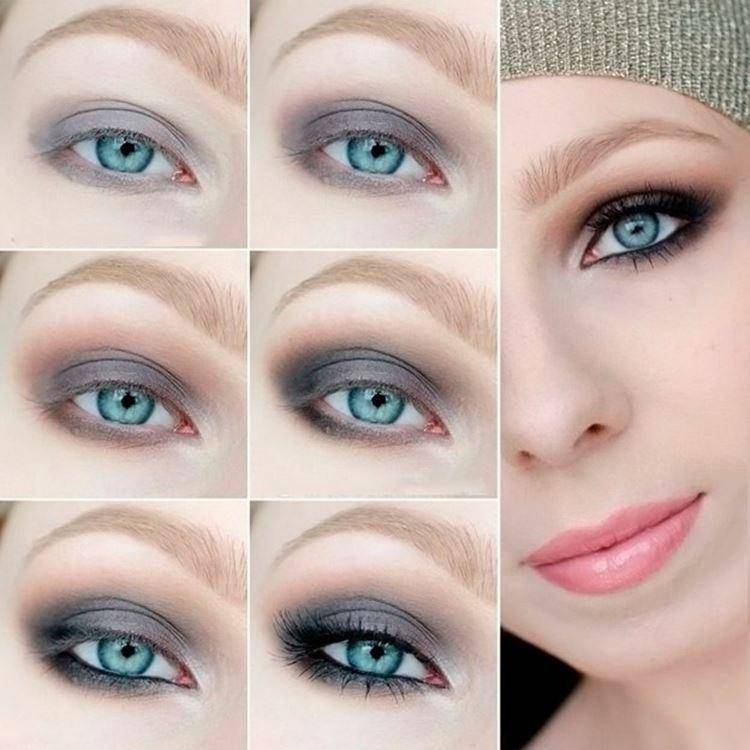 Вечерний макияж для голубых глаз: варианты+фото модных образов