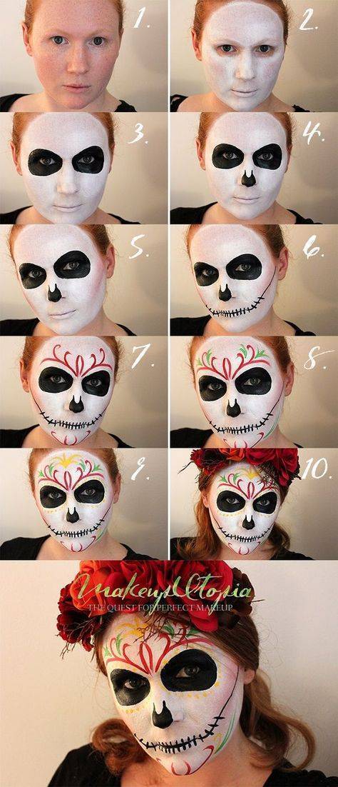 Макияж скелета на хэллоуин для девушки - идеи образов с фото