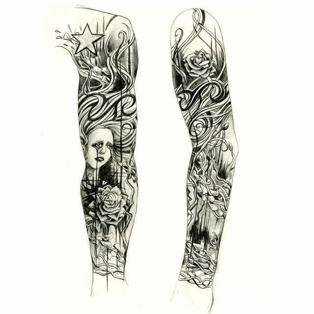 Эскизы и значения тату рукава для мужчин и женщин + 115 фото