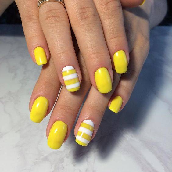Желтый маникюр - 81 фото новинка дизайна ногтей в желтых оттенках