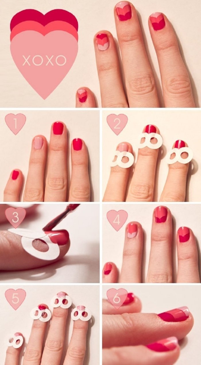 Маникюр с сердечками — валентинки на ногтях гель лаком -